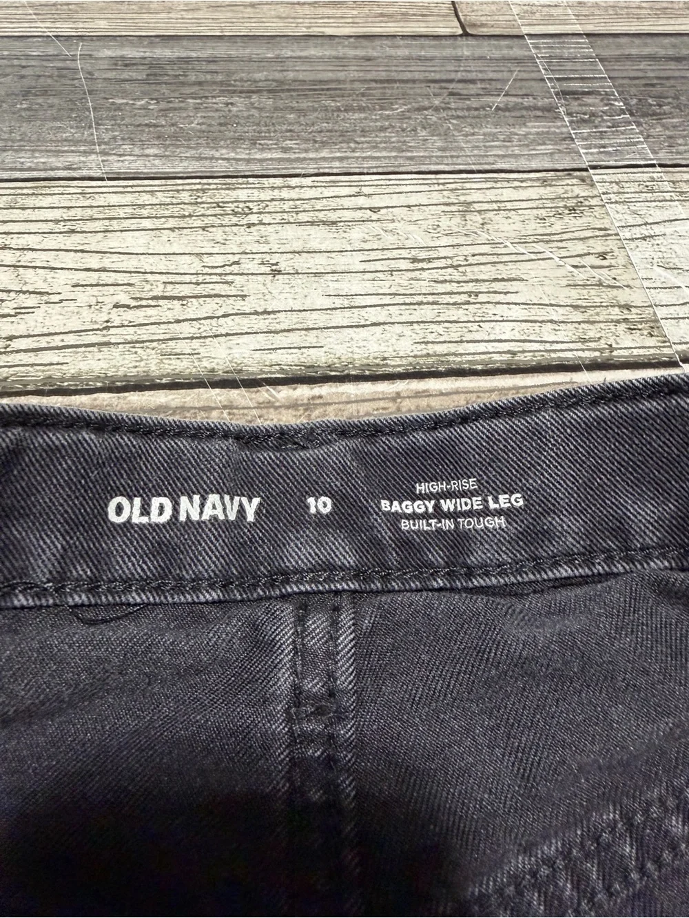 Old Navy High-Rise Baggy Wide-Leg Jeans Girls Size 10 Gray Black (Inseam 22)
